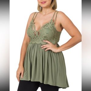 Crochet Lace Cami Olive NWT